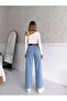 Ice Cream High Waist Stretchy Belted Loose Leg Denim Pants - 4