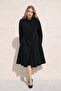 Women's Relax Fit Basic Sleeveless Black Cashmere Coat Poncho - 2