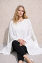 Women's Relax Fit Basic Sleeveless White Cashmere Coat Poncho - 4