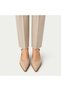 Women's Beige 7 Santim Heel Pointed Toe Women's Classic Leather Heeled Shoes Non-Slip Sole - 5