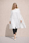 Women's Relax Fit Basic Sleeveless White Cashmere Coat Poncho - 3