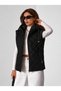 Women's Black Hooded Quilted Puffer Vest with Zipper, Casual and Comfortable