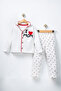 Baby Girl Patterned Pajama Set Cotton Long Sleeve Top and Bottom Set with Buttons