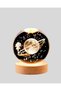 Yellow Light Decorative Glass Globe with Girl Figure and Wooden Stand - 3