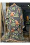Muslin Kimono 100% Cotton Parrot Patterned Jacquard Bathrobe Kaftan Dressing Gown Neon Green