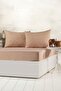 Tekstilla Pink Elastic Fitted Brown Color Double Pillowcase Bed Sheet Set