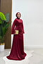 Spanish Style Satin Hijab Evening Dress with Side Train