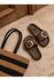 Women's Bitter Brown Slippers with Big Buckle – Stylish Summer Slippers with Comfortable Soles for Everyday Wear |   Minimal Design - 3