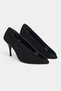 Po Black Suede Transparent Tape Detail Pointed Toe Women's Heeled Shoes - 4