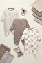 100% Cotton Unisex Baby 3-Piece Booties and Rompers Set with Cute Friends Pattern