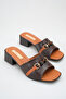 S150 Bead Detailed Short Heeled Slippers Shoes