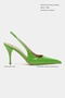 Mehru Green Patent Leather Belt Detail Pointed Toe Women's Heeled Shoes - 2