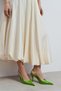 Mehru Green Patent Leather Belt Detail Pointed Toe Women's Heeled Shoes