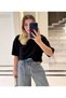 Oversize Wide Collar T-Shirt with Lace Detailing on the Back - 3