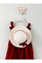 Girl's Crinkled Fabric Summer Dress and Hat Set in Red - 2
