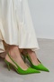 Mehru Green Patent Leather Belt Detail Pointed Toe Women's Heeled Shoes - 7