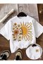 Women Sari Flower and Sun Printed Tshirt