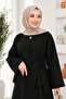 Women's Asymmetrical Gold Buttoned Hijab Skirt & Jacket Set Sb0027 - 2