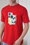 Men's Surf and Palm Tree Printed California Themed Round Neck Red T-Shirt - 3
