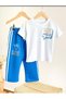 Boy's Printed T-Shirt & Striped Capri Set – Summer Comfortable Cotton Combination