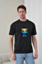 Men's Tropical Themed Palm Tree Printed Round Neck Black T-Shirt - 4