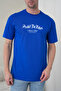 Men's Motivational Themed Predict the Future Gothic Lettering Round Neck Cobalt Blue T-Shirt - 3