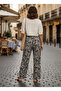 Women's Shawl Patterned Thin Viscose Trousers - 3