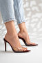 Women's Pointed Toe Thin Heeled Transparent Strap Slippers Sona Burgundy Patent Leather - 2