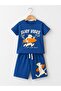 Boy's Figured Printed Cotton T-Shirt and Shorts Set - 2