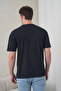 Men's Tropical Themed Palm Tree Printed Round Neck Navy Blue T-Shirt - 5