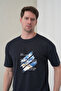 Men's Sun Mountain Nature Printed Round Neck Navy Blue T-Shirt - 3
