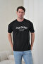 Men's Motivational Themed Predict the Future Gothic Lettering Round Neck Black T-Shirt - 2