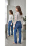 Women's White Special Cut Ribbed Slit Sleeve Design Blouse - 3