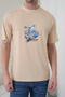 Men's Sun Mountain Nature Printed Round Neck Beige T-Shirt - 3