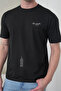Men's the Wisdom Written Minimalist Modern Typography Printed Round Neck Black T-Shirt - 3