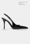 Gloria Black Patent Leather Belt Detail Pointed Toe Women's Heeled Shoes - 2