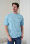 Men's the Wisdom Written Minimalist Modern Typography Printed Round Neck Blue T-Shirt - 2