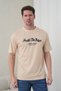 Men's Motivational Themed Predict the Future Gothic Lettering Round Neck Beige T-Shirt - 2