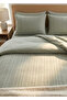 Single Duvet Cover Set Khaki Green Striped, Soft Textured Modern Bedding Set 160X220 cm - 2