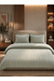 Double Duvet Cover Set Khaki Green Striped, Soft Textured Modern Bedding Set 200X220 cm - 5