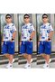 Boy's Text Detailed 100% Cotton Double Shorts Set - Holiday Edition - 2