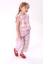 Peach print button-down top and bottom set