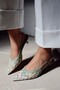 Bloom Mesh Embroidered Floral Pointed Toe Short Kitten Heel Women's Shoes - 7