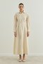 Beige ribbed detail shirt dress
