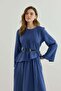 Asymmetrical Blouse and Belted Skirt Set Indigo - 6