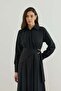 D Buckle Large Belt Linen Dress Black - 7