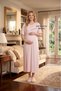 New Season Pink Summer Flounced Short Sleeve Special Design Full Length Maternity Nightgown Set - 2