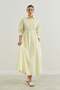 Ribbed Detailed Shirt Dress Yellow - 4