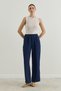 Crepe Palazzo Trousers Navy Blue - 2