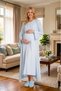 New Season Blue Summer Flounced Short Sleeve Special Design Full Length Maternity Nightgown Set - 4